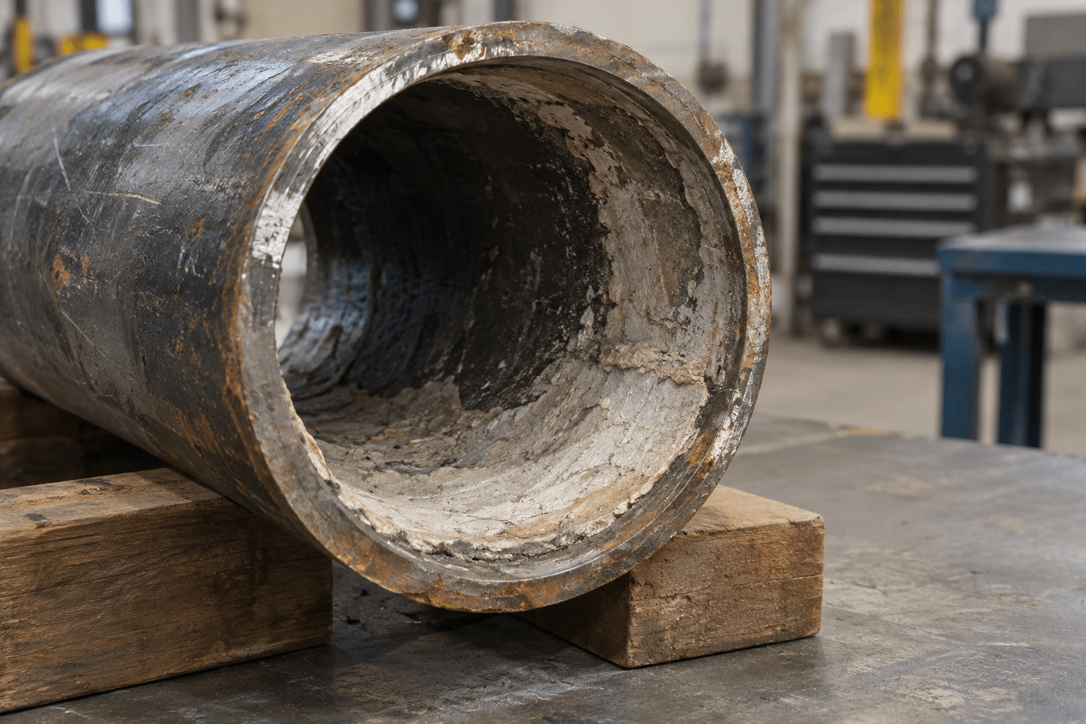 Mineral scale buildup inside an oilfield produced-water pipeline